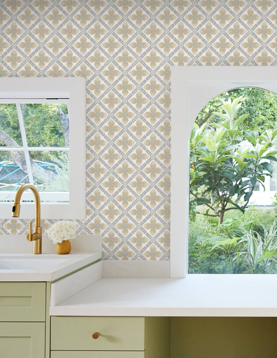 Mirth Studios Mimi Quilted Floral Peel & Stick Wallpaper Sample - Neutral
