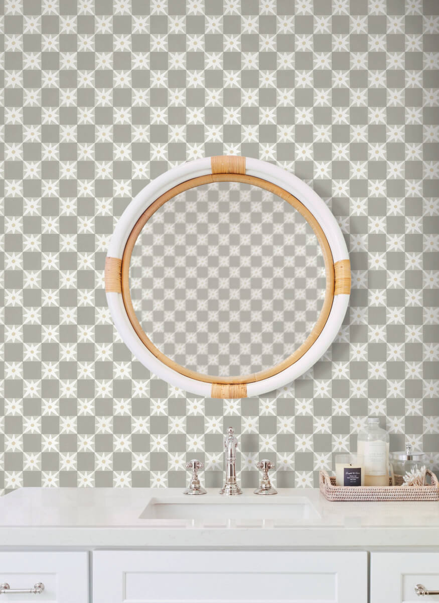 Mirth Studios Stardust Checkerboard Peel & Stick Wallpaper Sample - Warm Grey