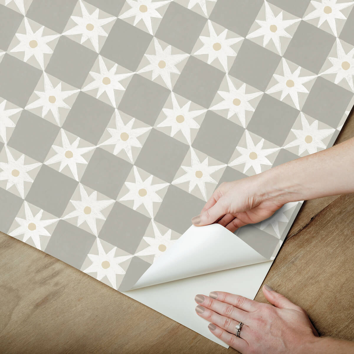 Mirth Studios Stardust Checkerboard Peel & Stick Wallpaper Sample - Warm Grey