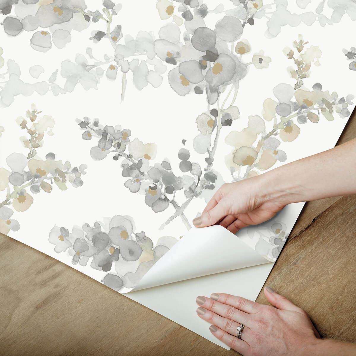 Simply Candice Blossom Fling Peel & Stick Wallpaper Sample - Steel