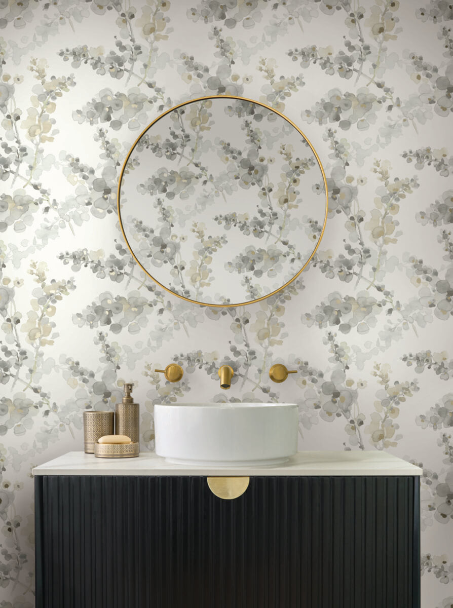 Simply Candice Blossom Fling Peel & Stick Wallpaper Sample - Steel