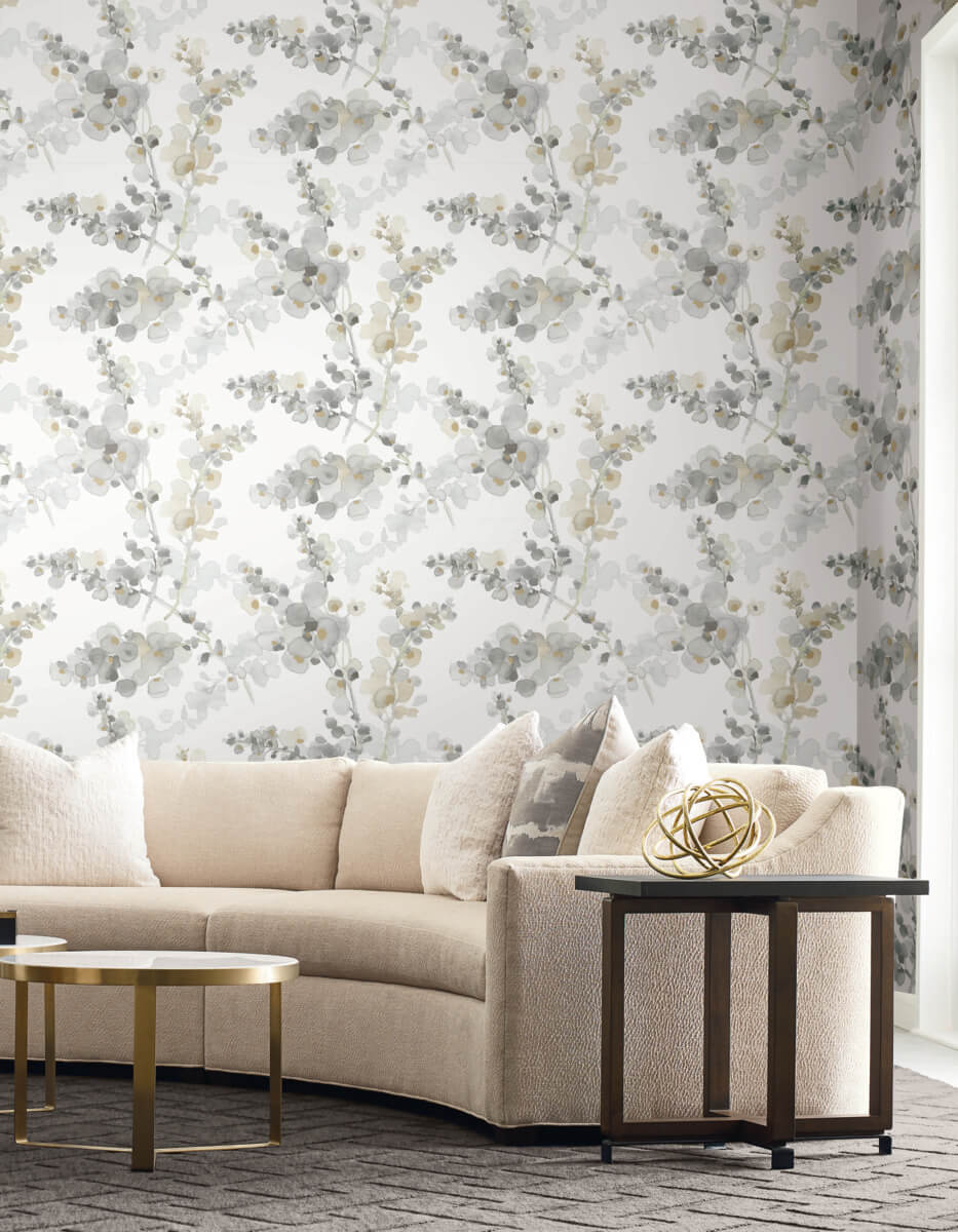 Simply Candice Blossom Fling Peel & Stick Wallpaper Sample - Steel