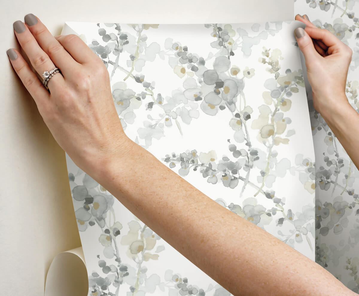 Simply Candice Blossom Fling Peel & Stick Wallpaper Sample - Steel