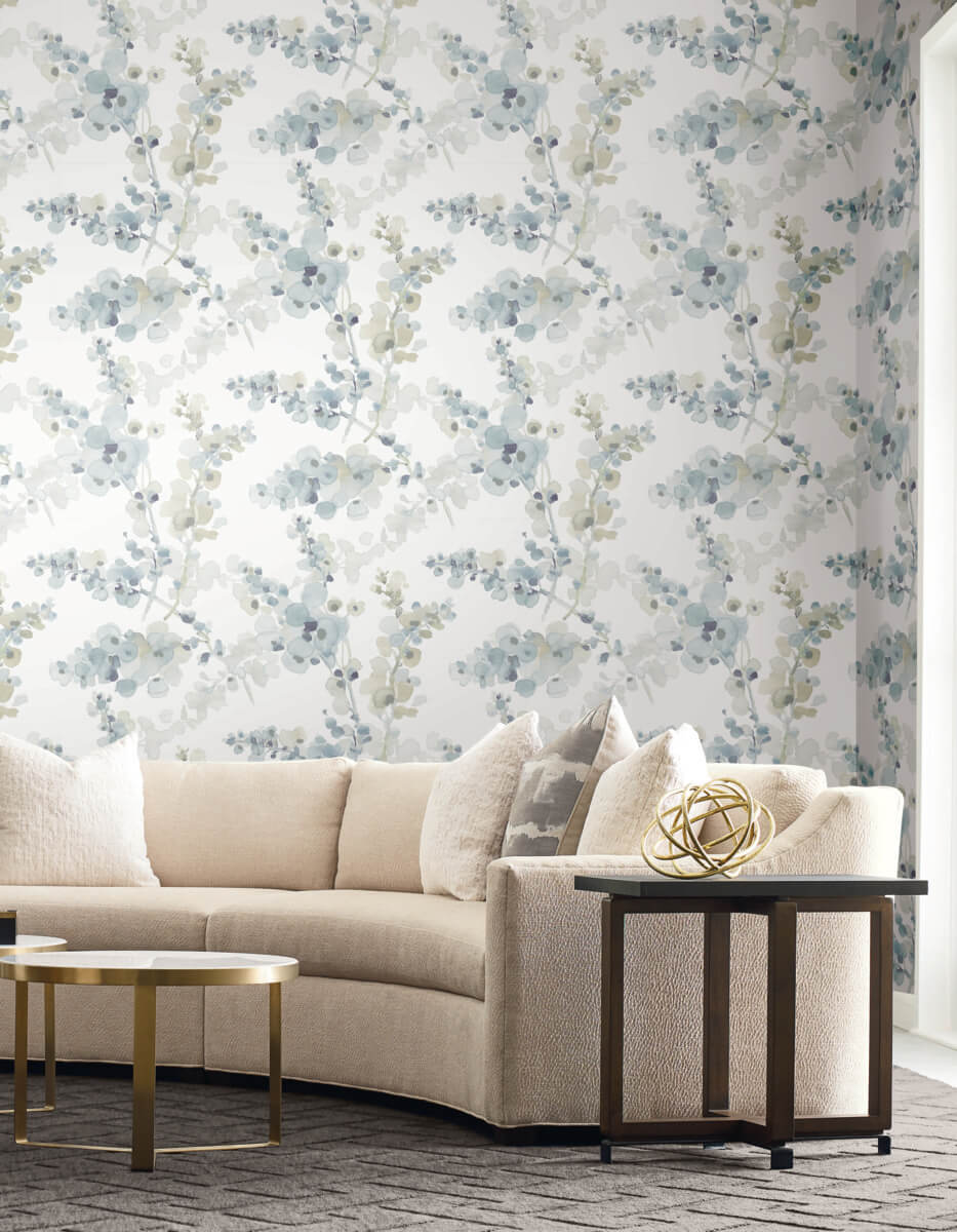 Simply Candice Blossom Fling Peel & Stick Wallpaper Sample - Blue