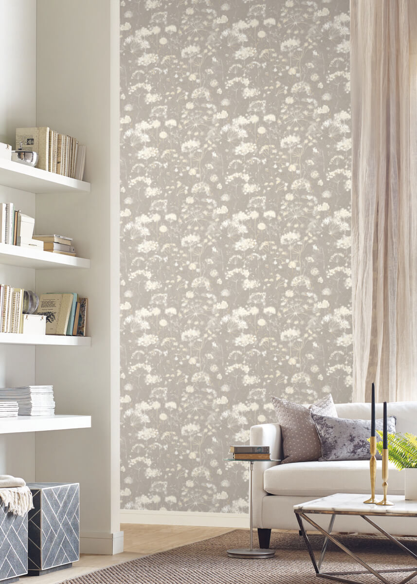 Simply Candice Botanical Fantasy Peel & Stick Wallpaper Sample - Soft Taupe