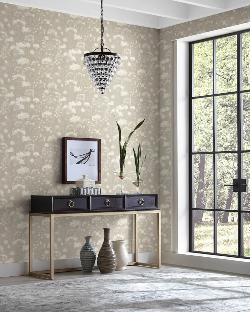 Simply Candice Botanical Fantasy Peel & Stick Wallpaper Sample - Soft Taupe