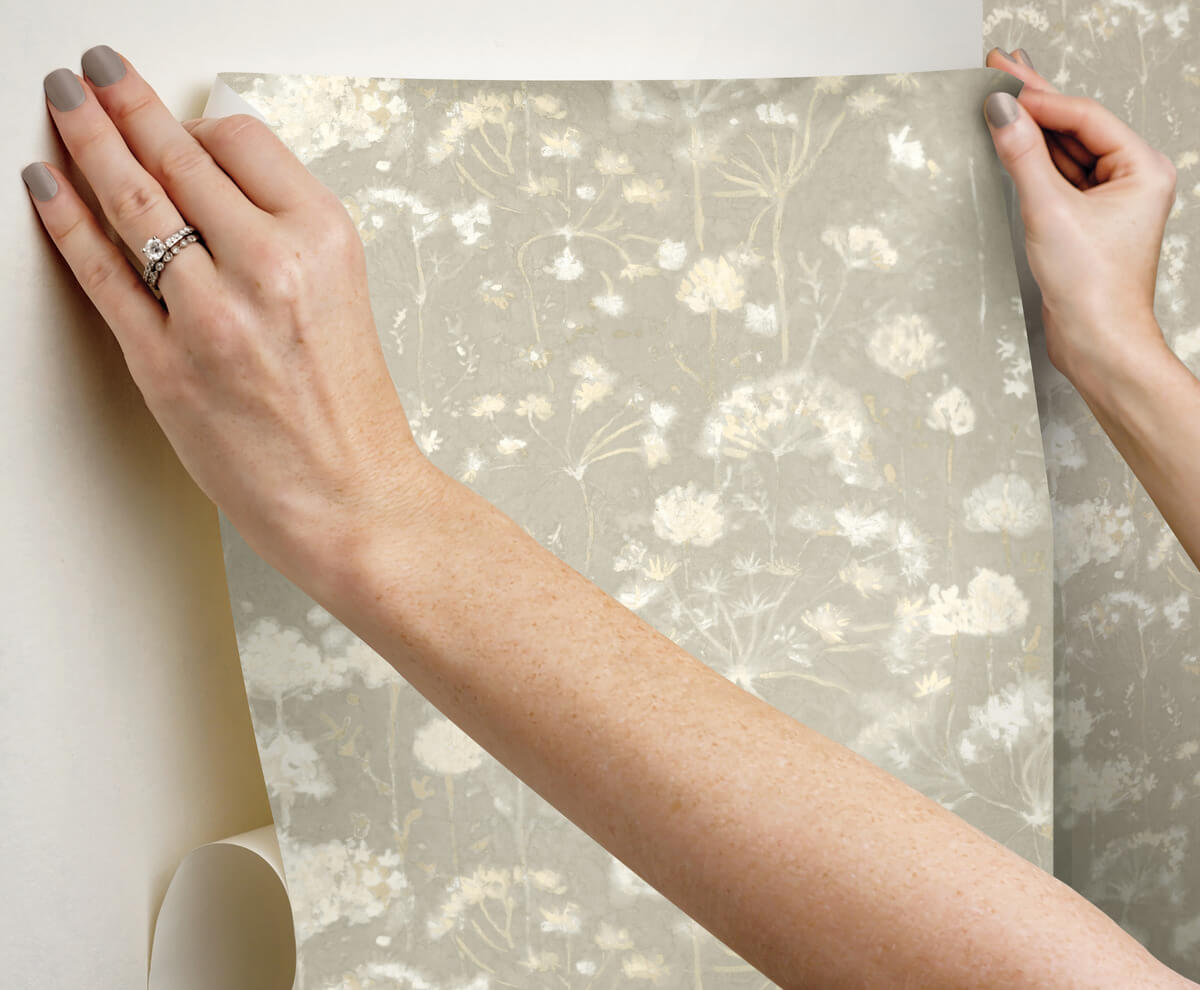 Simply Candice Botanical Fantasy Peel & Stick Wallpaper Sample - Soft Taupe