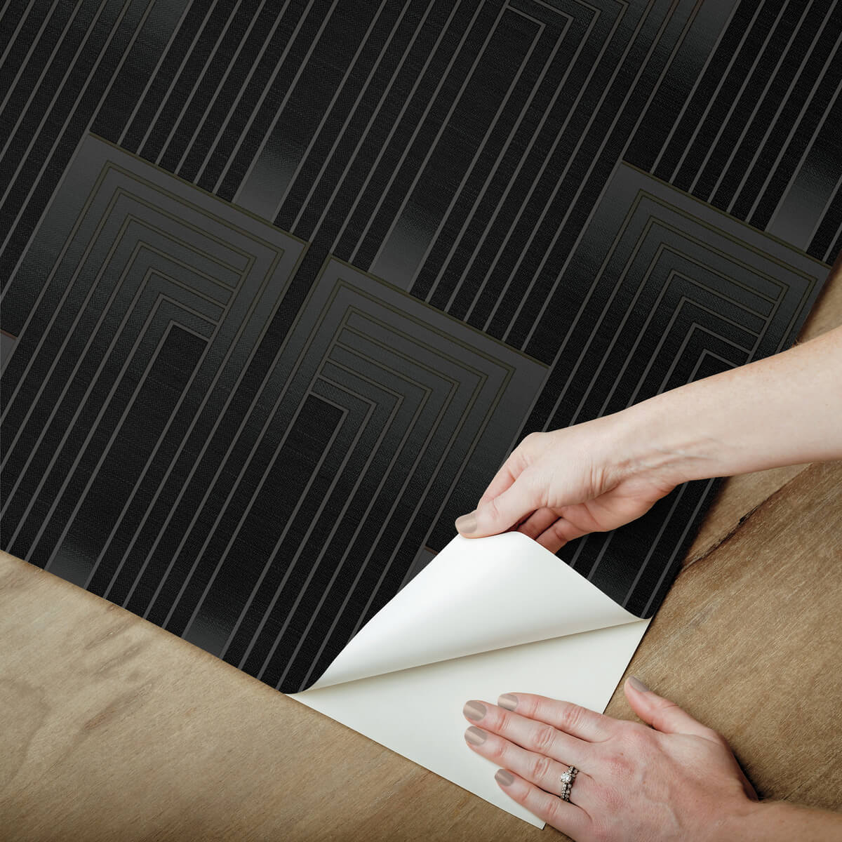 Simply Candice Vanishing Peel & Stick Wallpaper Sample - Black & Copper