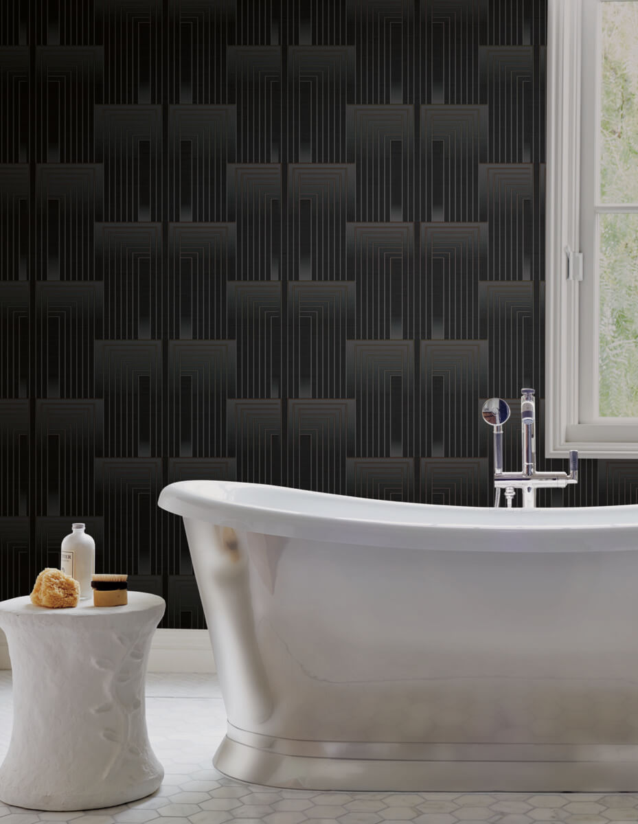 Simply Candice Vanishing Peel & Stick Wallpaper Sample - Black & Copper