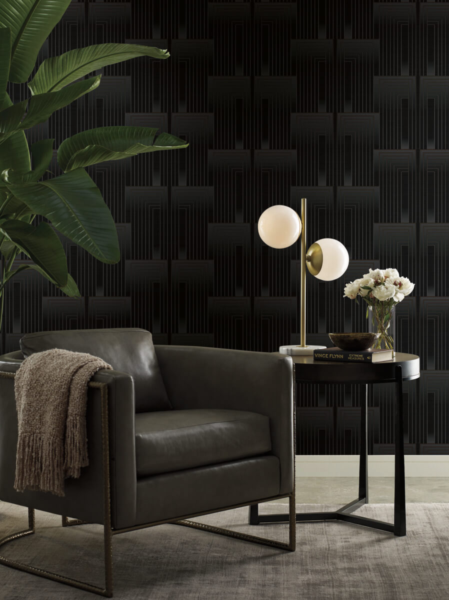 Simply Candice Vanishing Peel & Stick Wallpaper Sample - Black & Copper