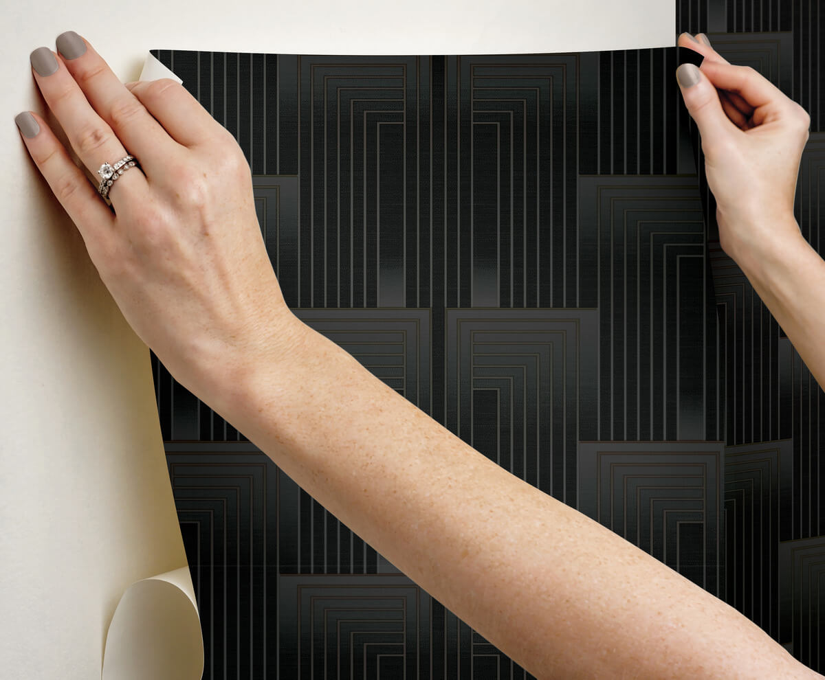 Simply Candice Vanishing Peel & Stick Wallpaper Sample - Black & Copper