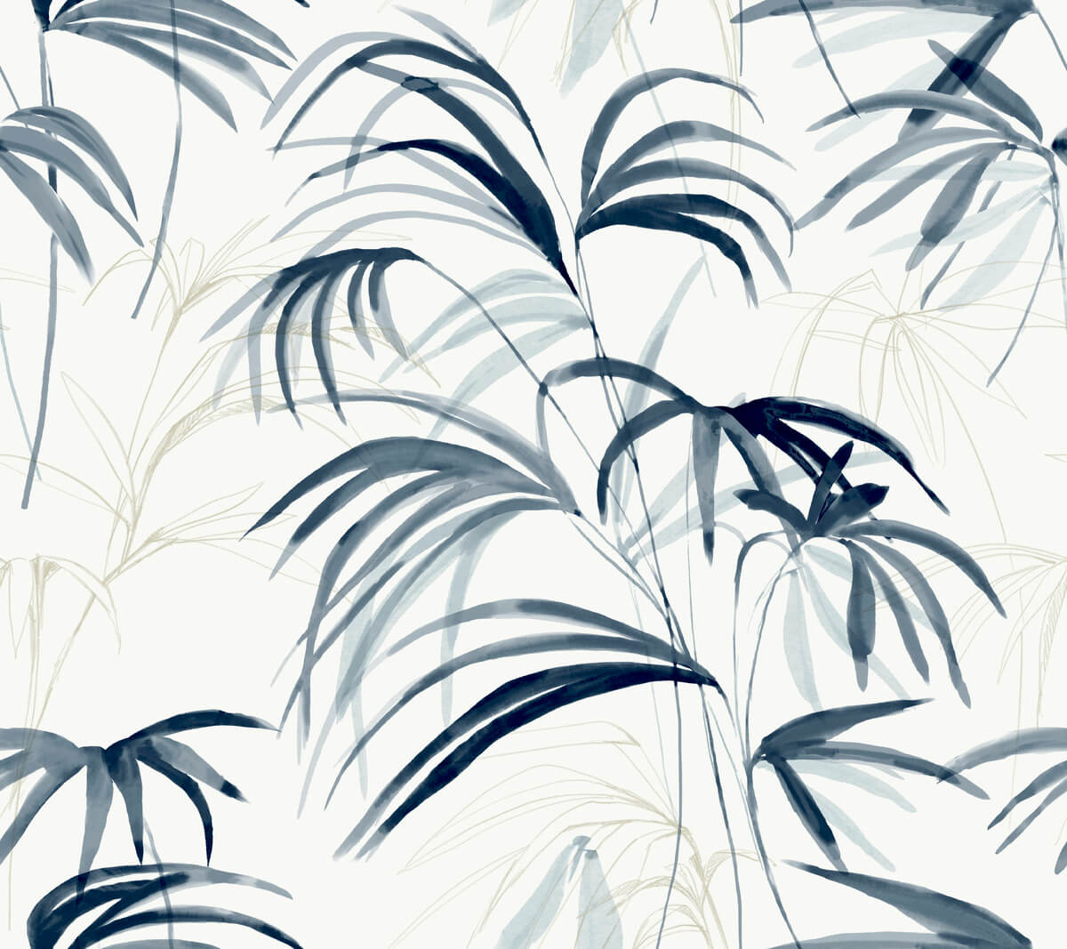 Simply Candice Inky Palms Peel & Stick Wallpaper Sample - Blue