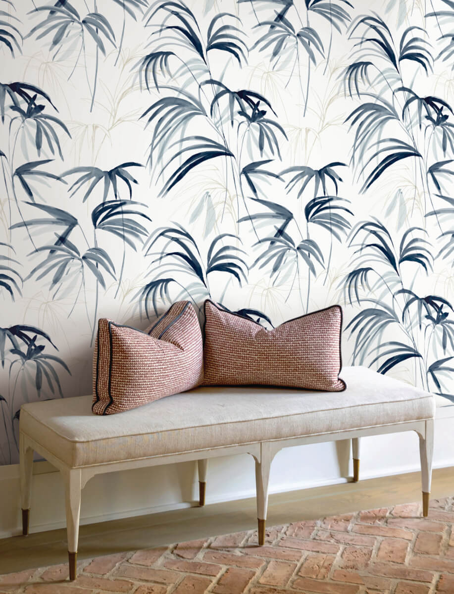 Simply Candice Inky Palms Peel & Stick Wallpaper Sample - Blue