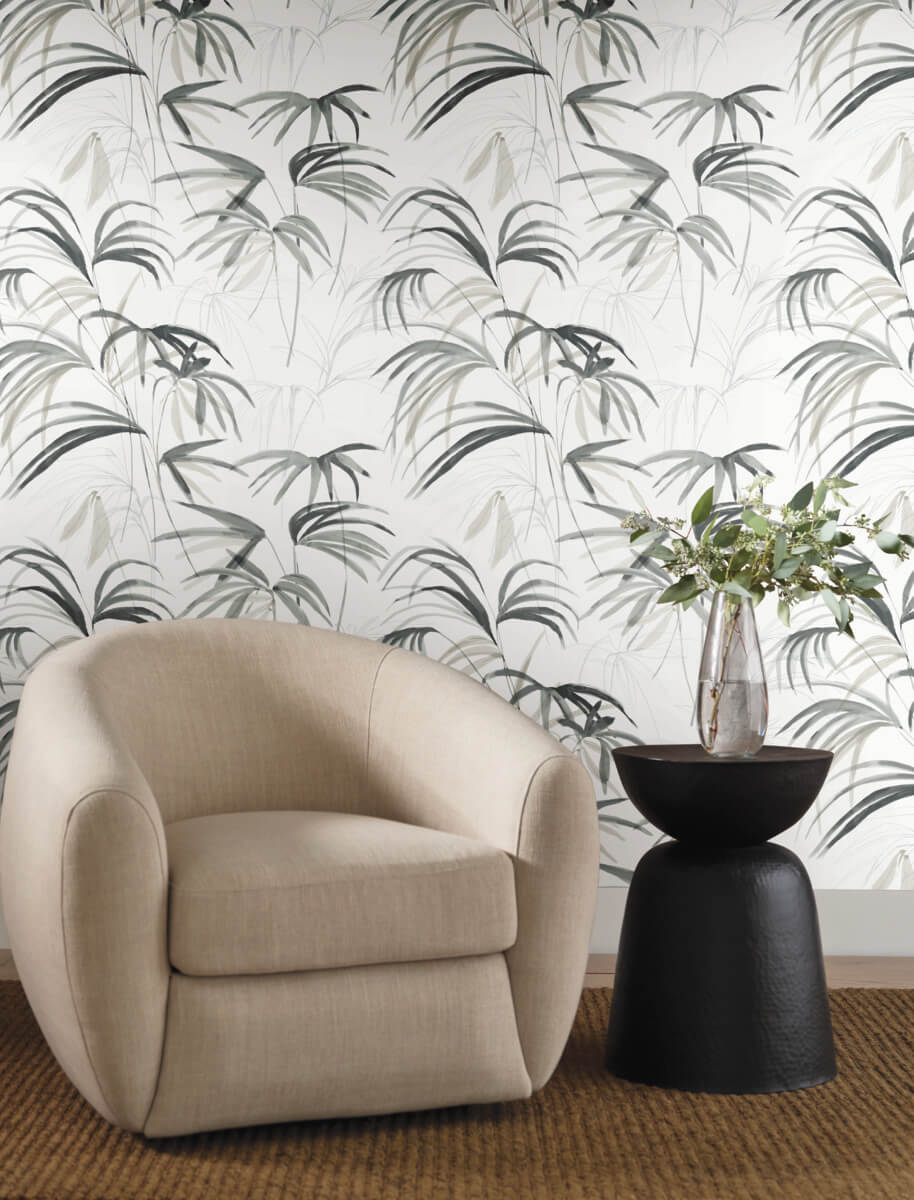 Simply Candice Inky Palms Peel & Stick Wallpaper Sample - Black