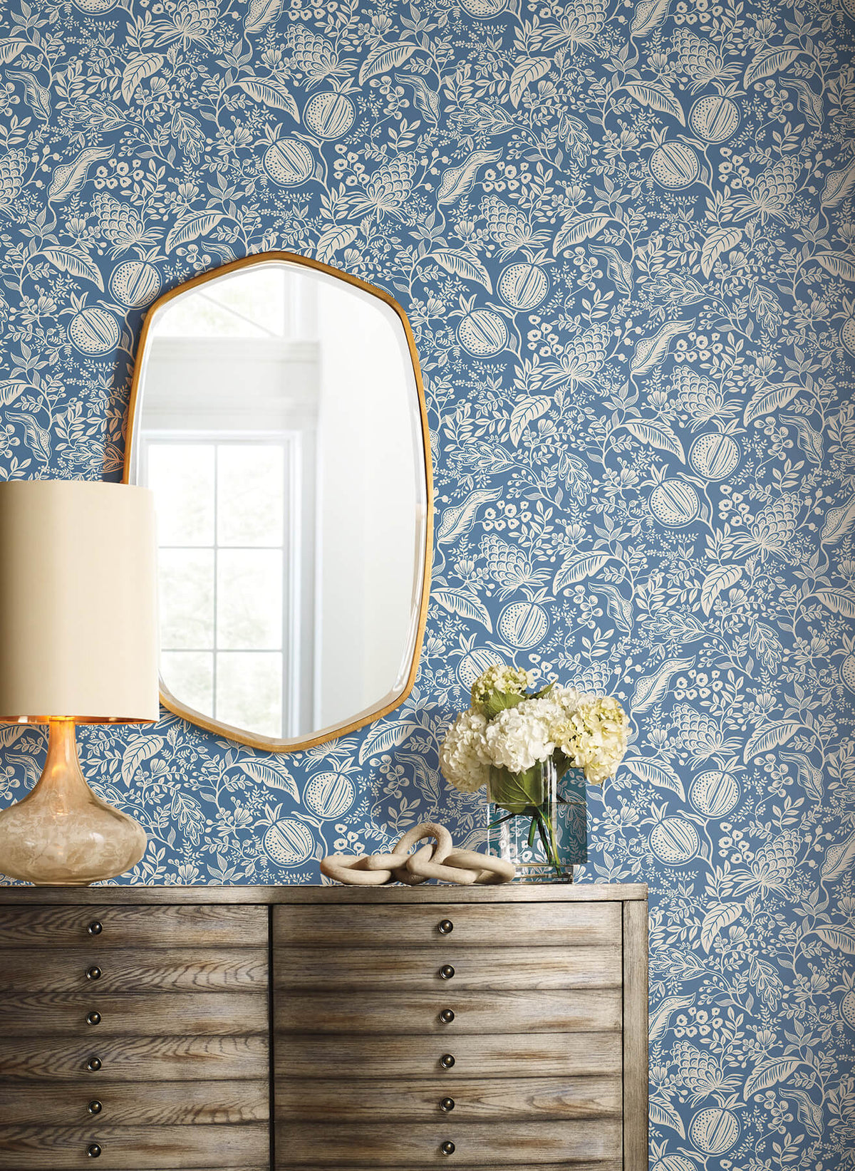 Rifle Paper Co. Pomegranate Peel & Stick Wallpaper - Blue & Ivory