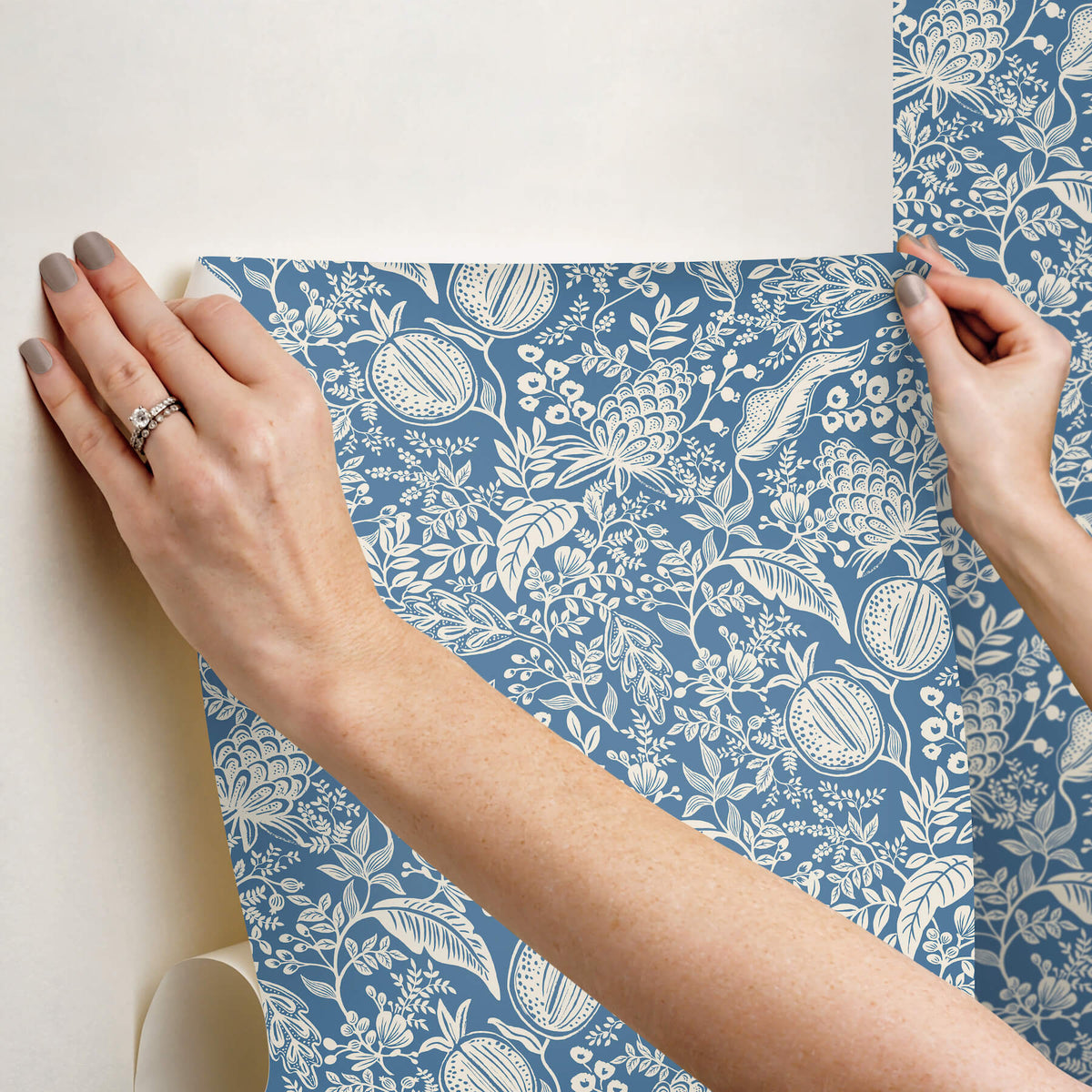 Rifle Paper Co. Pomegranate Peel & Stick Wallpaper - Blue & Ivory