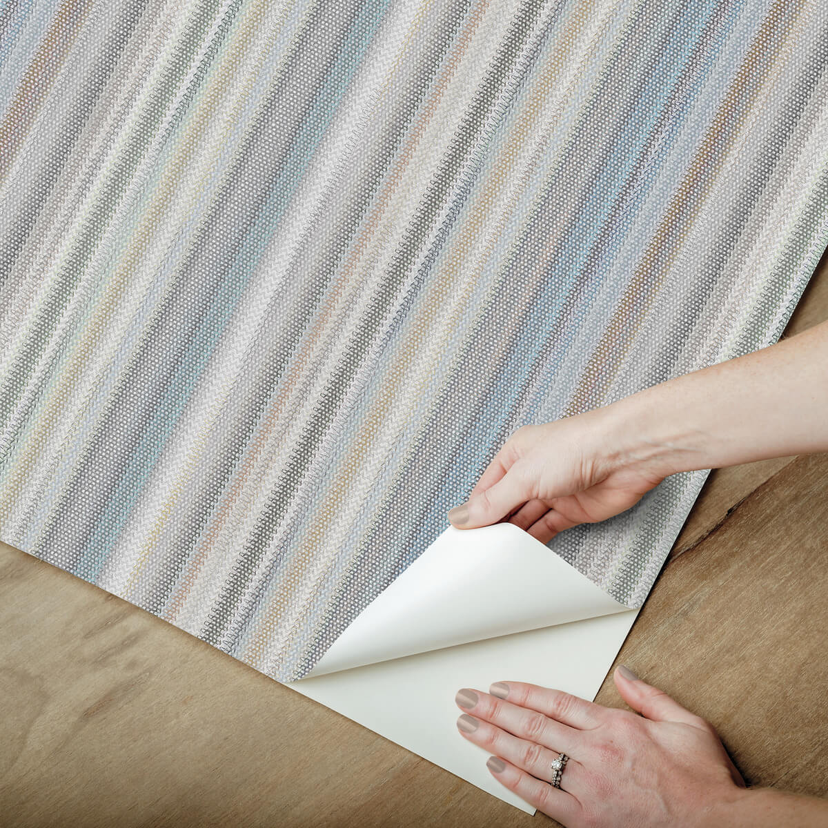 Missoni Striped Sunset Peel & Stick Wallpaper Sample - Blue Grey