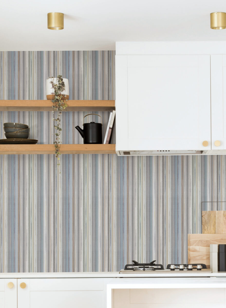 Missoni Striped Sunset Peel & Stick Wallpaper Sample - Blue Grey