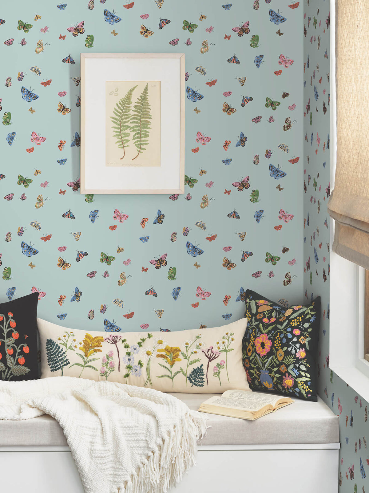 Rifle Paper Co. Butterfly House Peel & Stick Wallpaper Sample - Light Blue