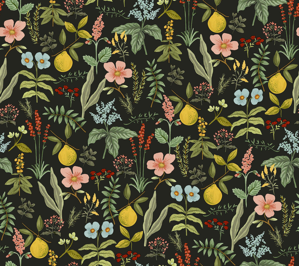 Rifle Paper Co. Herb Garden Peel & Stick Wallpaper Sample - Black