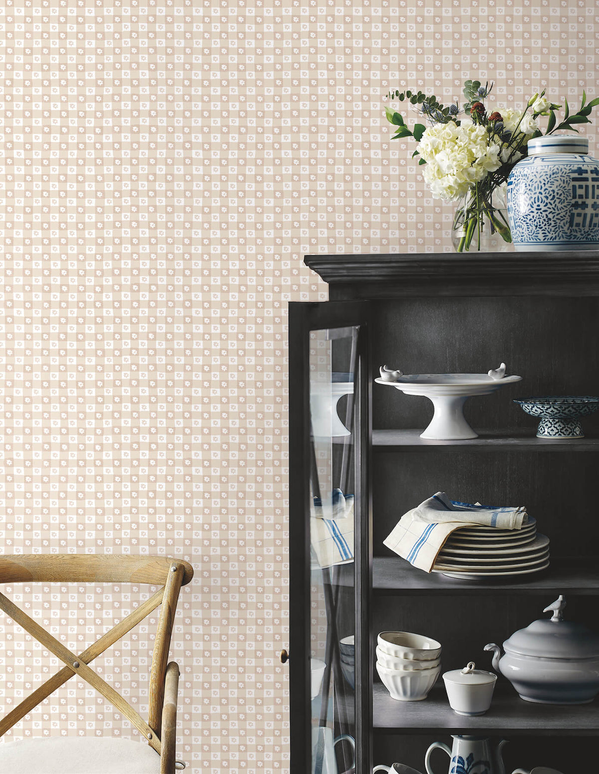 Rifle Paper Co. Daisy Gingham Peel & Stick Wallpaper Sample - Blush