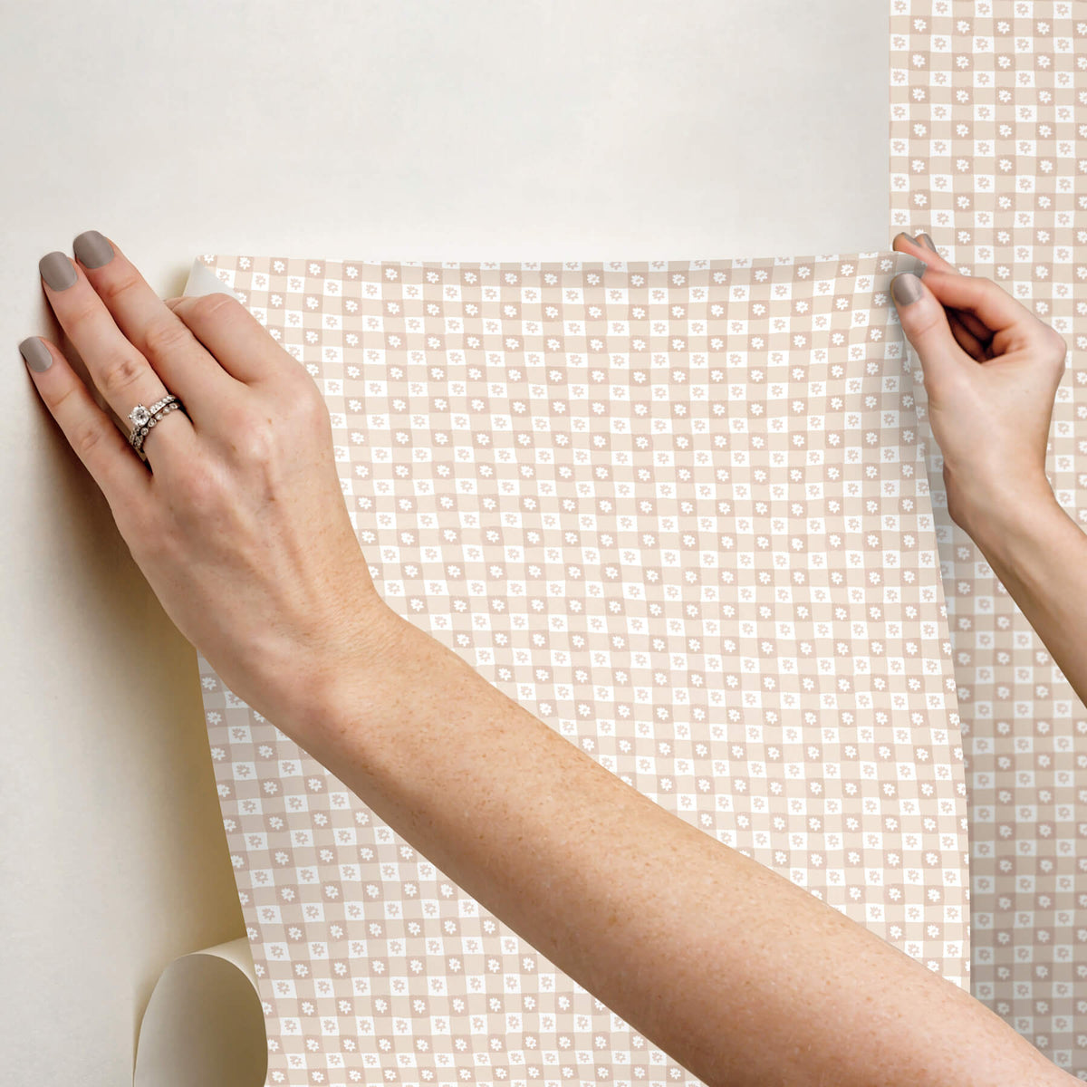 Rifle Paper Co. Daisy Gingham Peel & Stick Wallpaper Sample - Blush