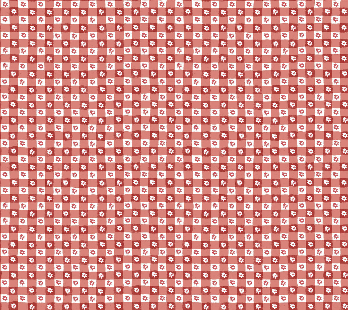 Rifle Paper Co. Daisy Gingham Peel & Stick Wallpaper Sample - Red