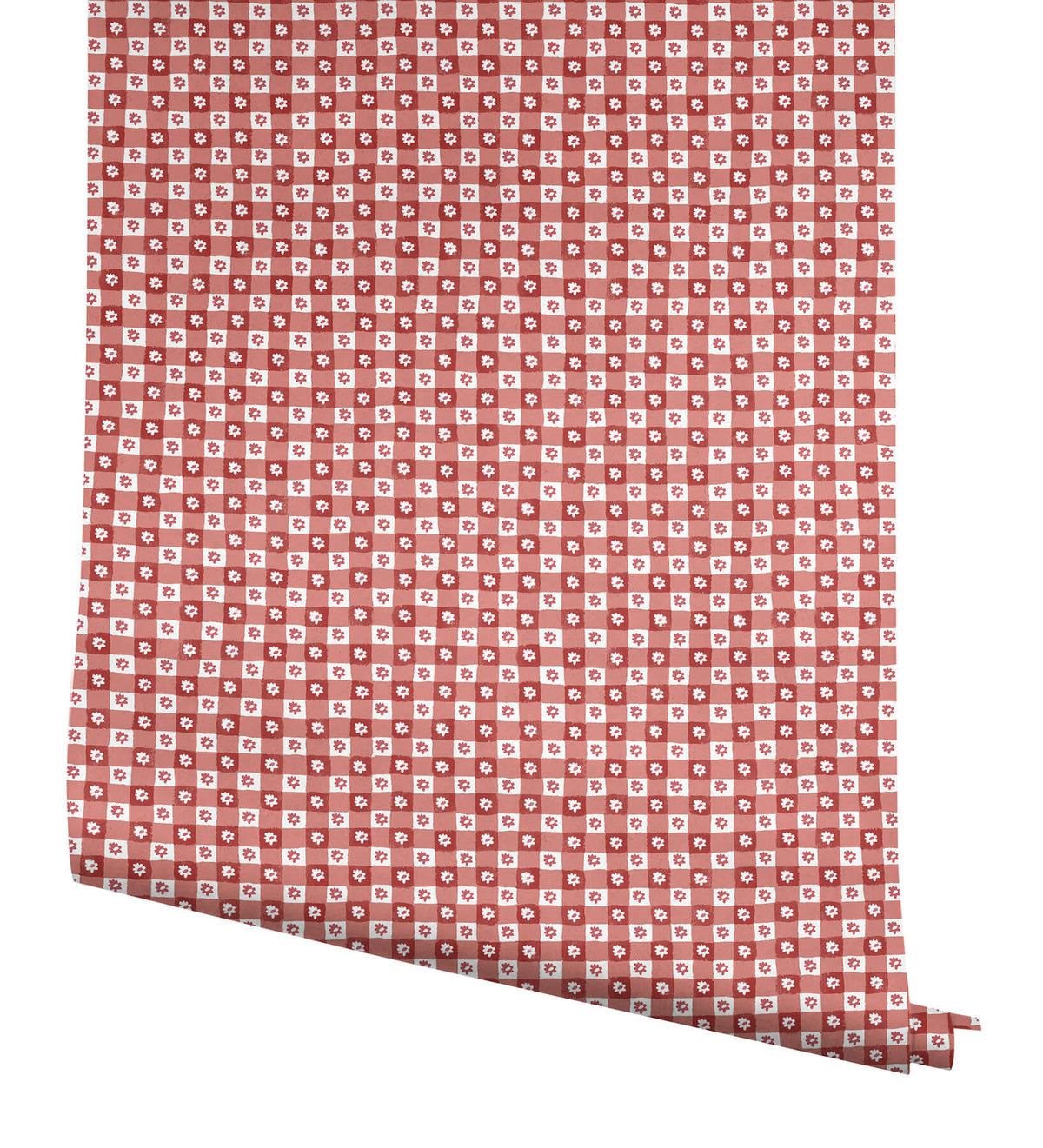 Rifle Paper Co. Daisy Gingham Peel & Stick Wallpaper Sample - Red
