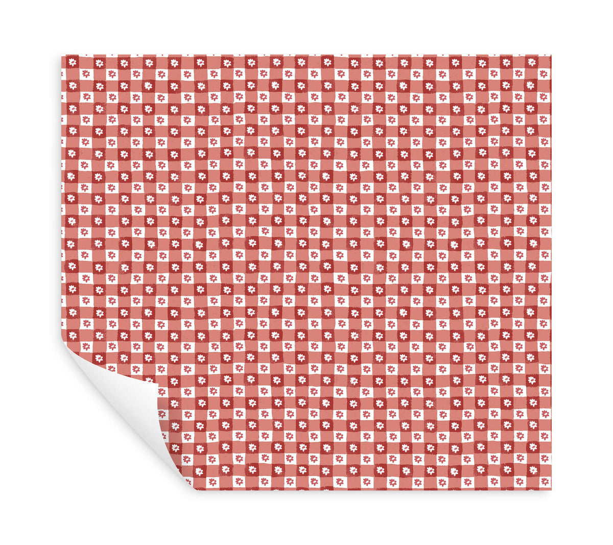Rifle Paper Co. Daisy Gingham Peel & Stick Wallpaper Sample - Red