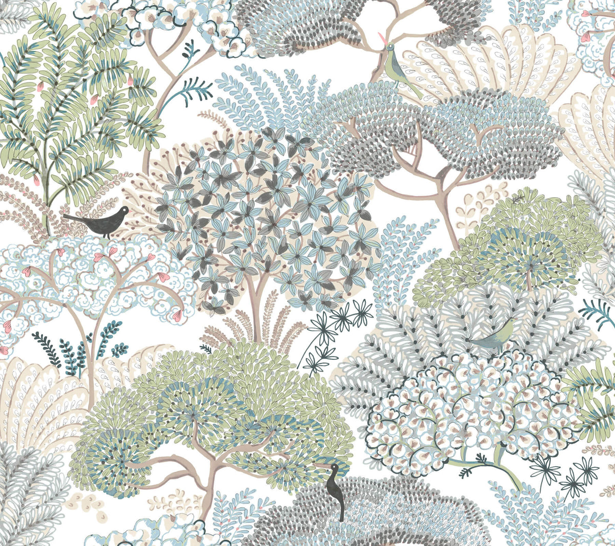 York Garden Muse Everbloom Forest Peel & Stick Wallpaper Sample - Aqua