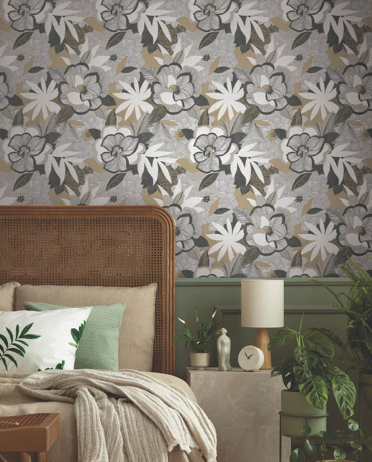 York Garden Muse Fantasium Peel & Stick Wallpaper Sample - Black