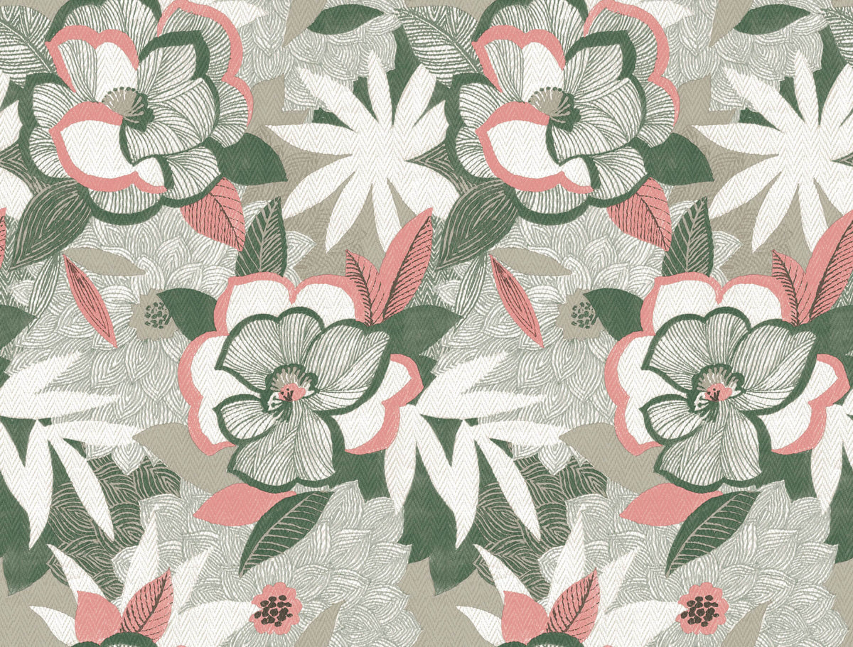 York Garden Muse Fantasium Peel & Stick Wallpaper Sample - Coral
