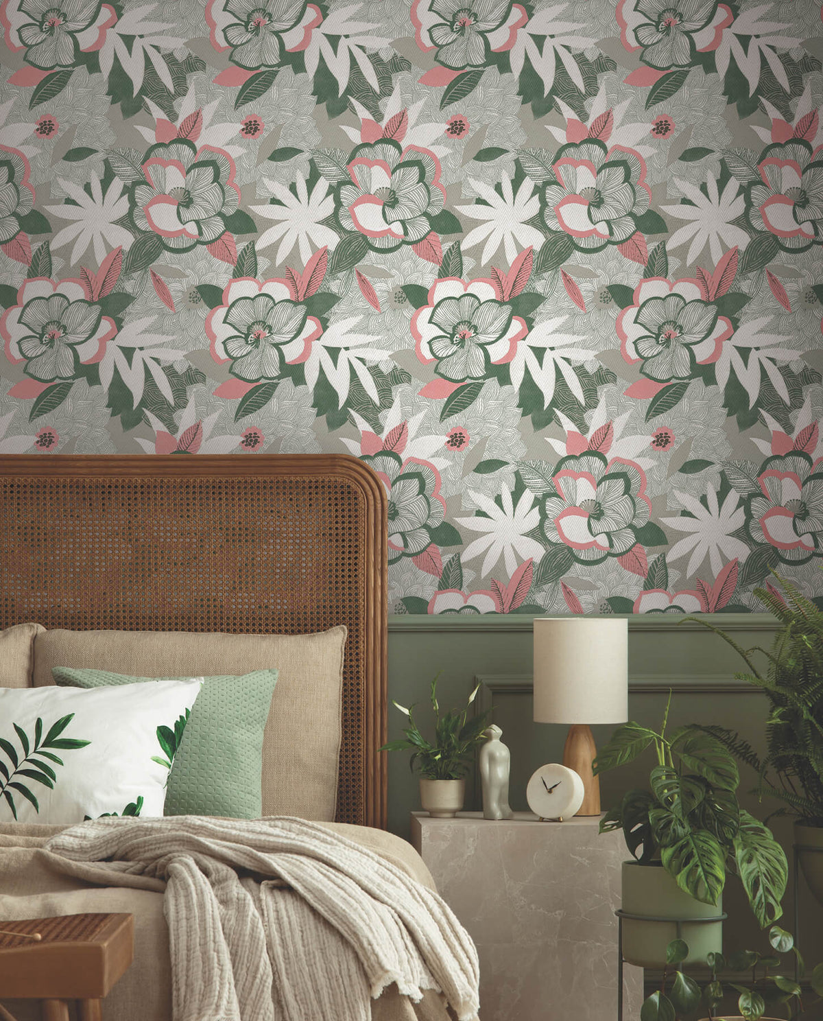 York Garden Muse Fantasium Peel & Stick Wallpaper Sample - Coral