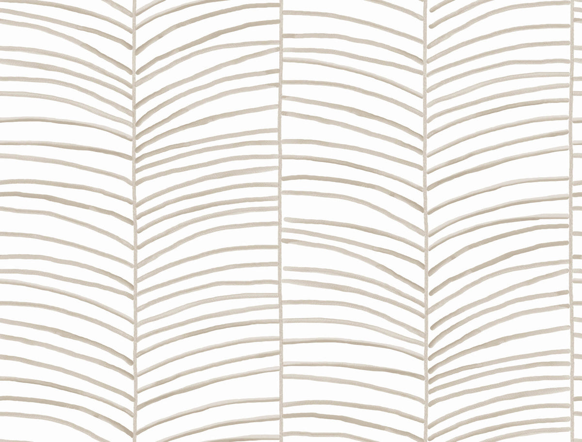 York Garden Muse Cascade Palm Peel & Stick Wallpaper Sample - Taupe