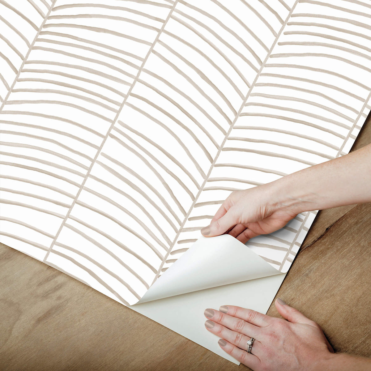 York Garden Muse Cascade Palm Peel & Stick Wallpaper Sample - Taupe
