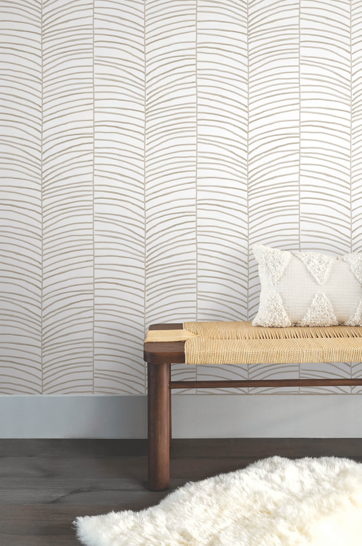York Garden Muse Cascade Palm Peel & Stick Wallpaper Sample - Taupe