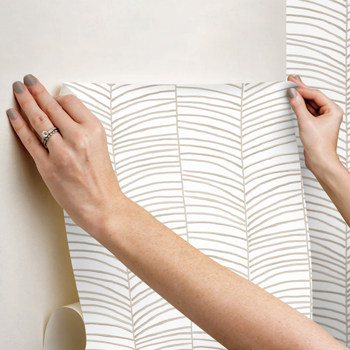 York Garden Muse Cascade Palm Peel & Stick Wallpaper Sample - Taupe