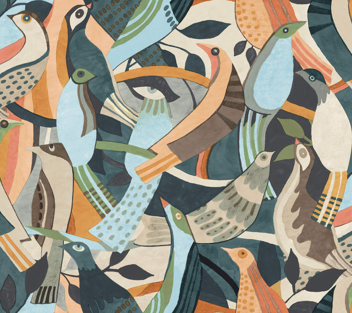 York Garden Muse Fauvist Flock Peel & Stick Wallpaper Sample - Coral
