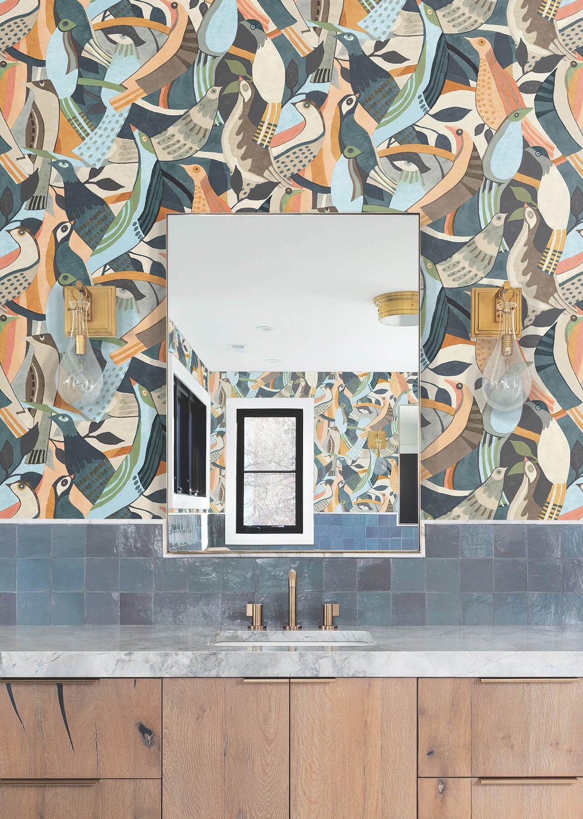 York Garden Muse Fauvist Flock Peel & Stick Wallpaper Sample - Coral