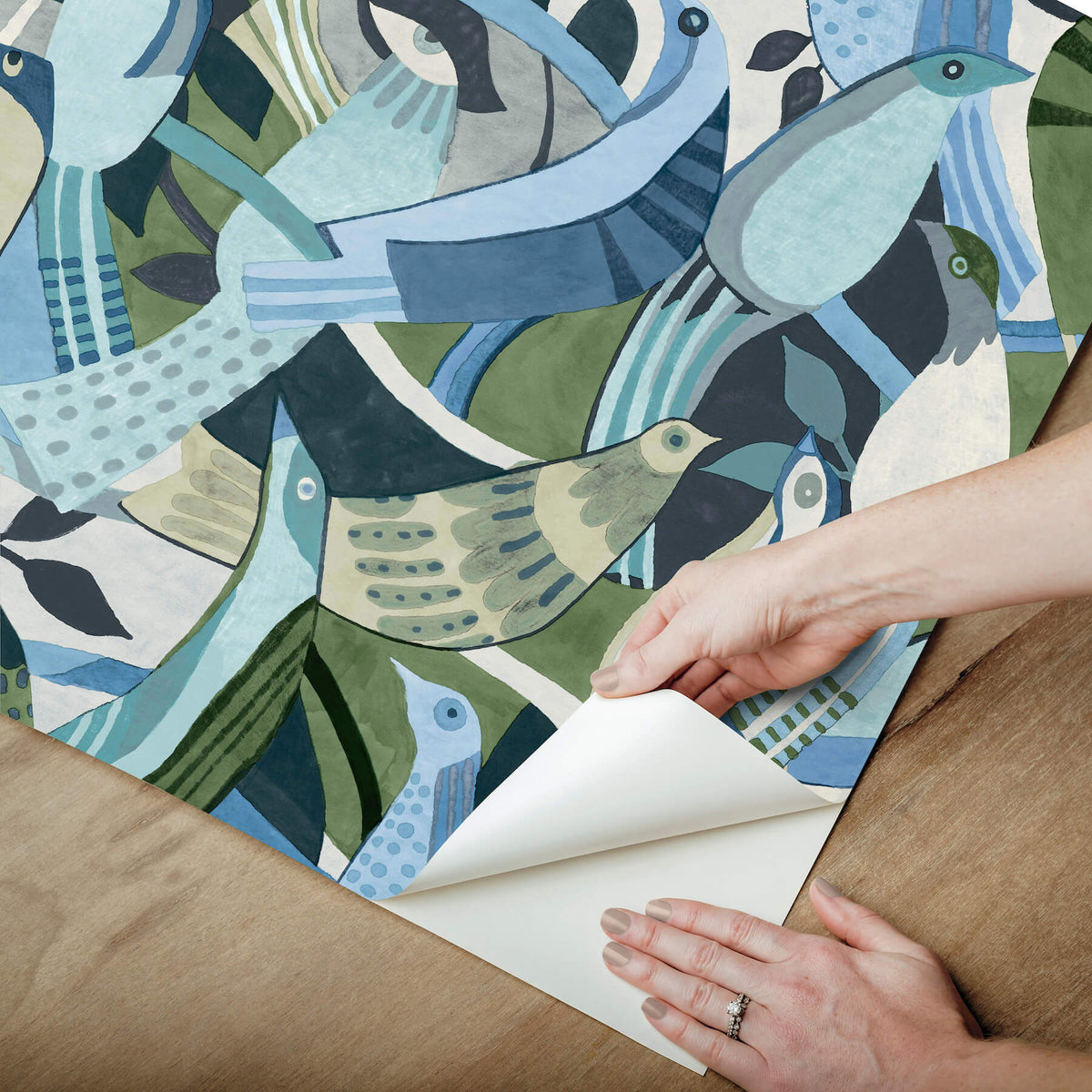York Garden Muse Fauvist Flock Peel & Stick Wallpaper Sample - Green