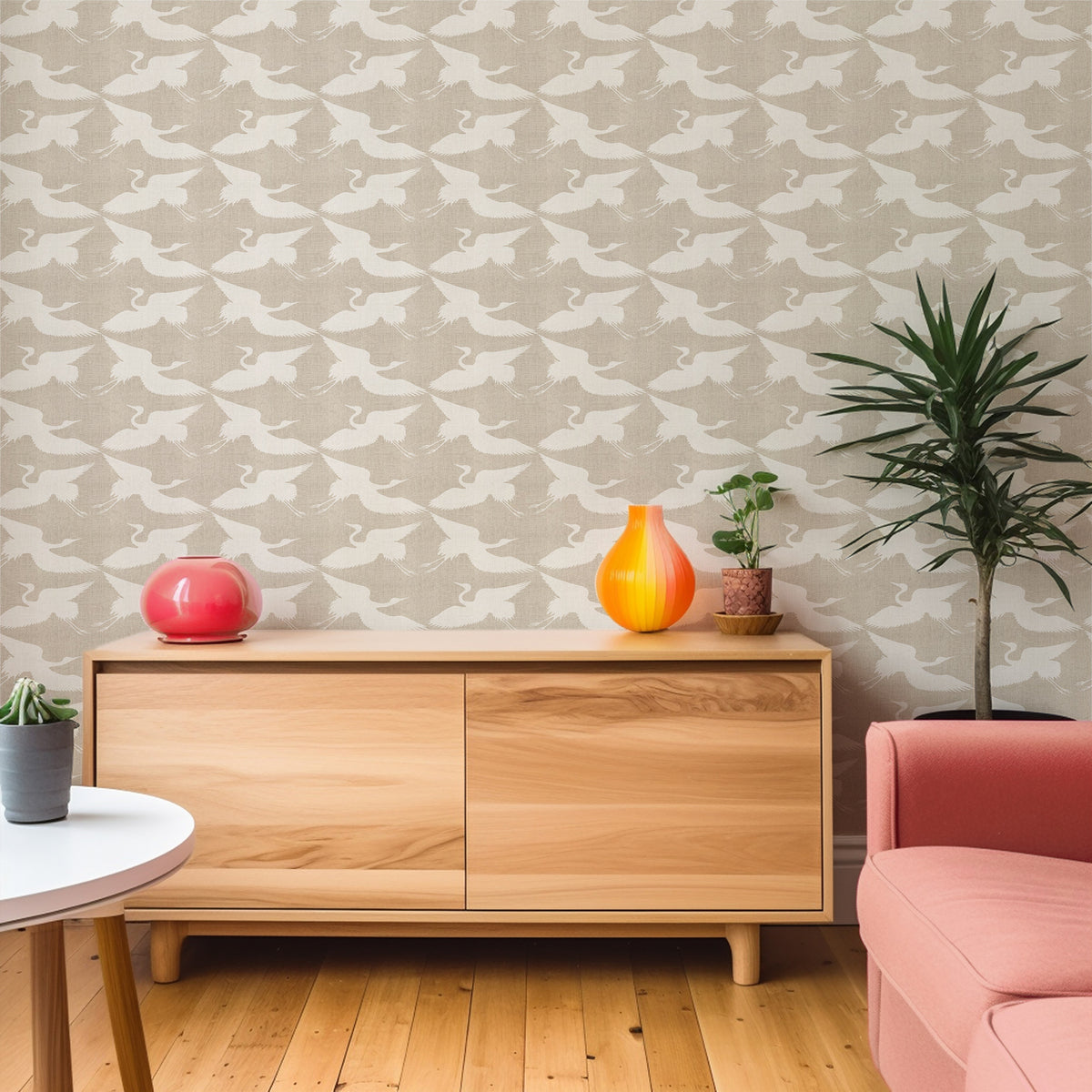 Mitchell Black Kids Paper Cranes Wallpaper Sample - Raw Linen