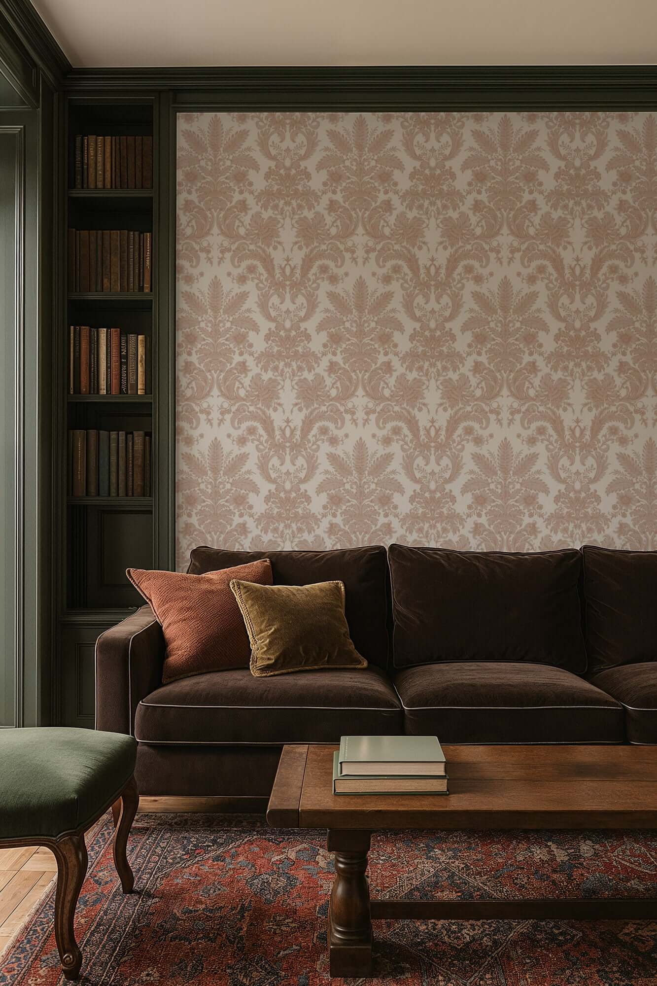 Mitchell Black Parlor Paper Wallpaper - Apricot