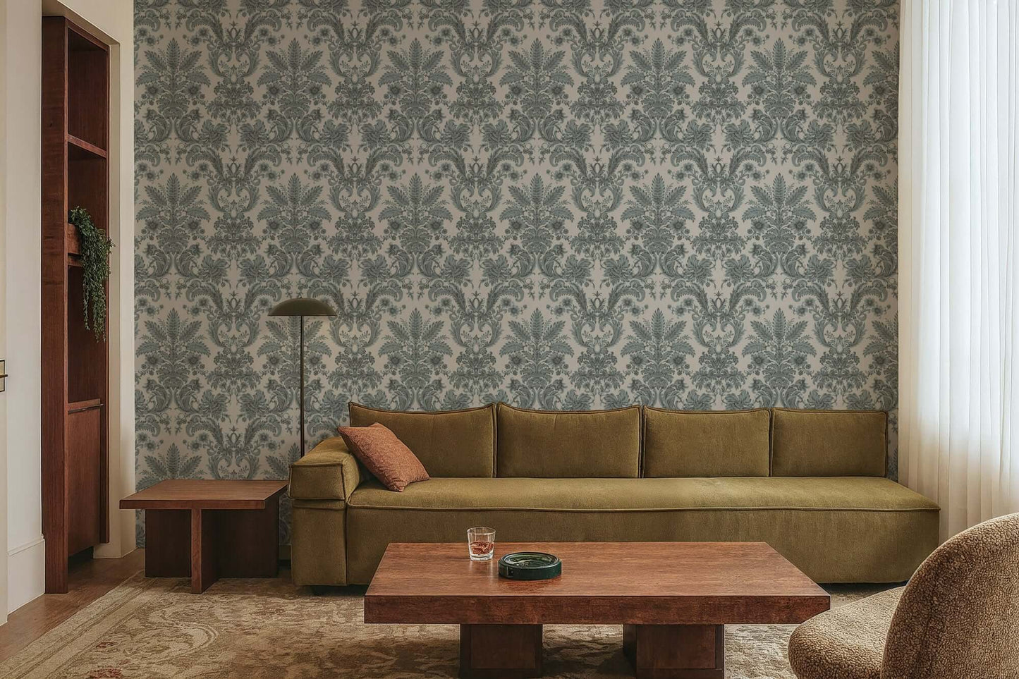 Mitchell Black Parlor Paper Wallpaper - Celadon