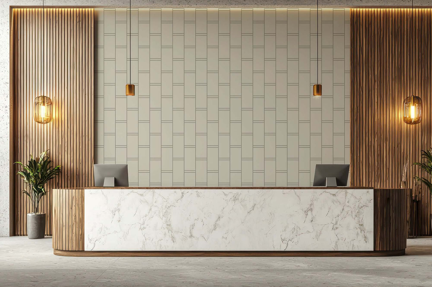 Mitchell Black Pillar Stripe Wallpaper - Walnut