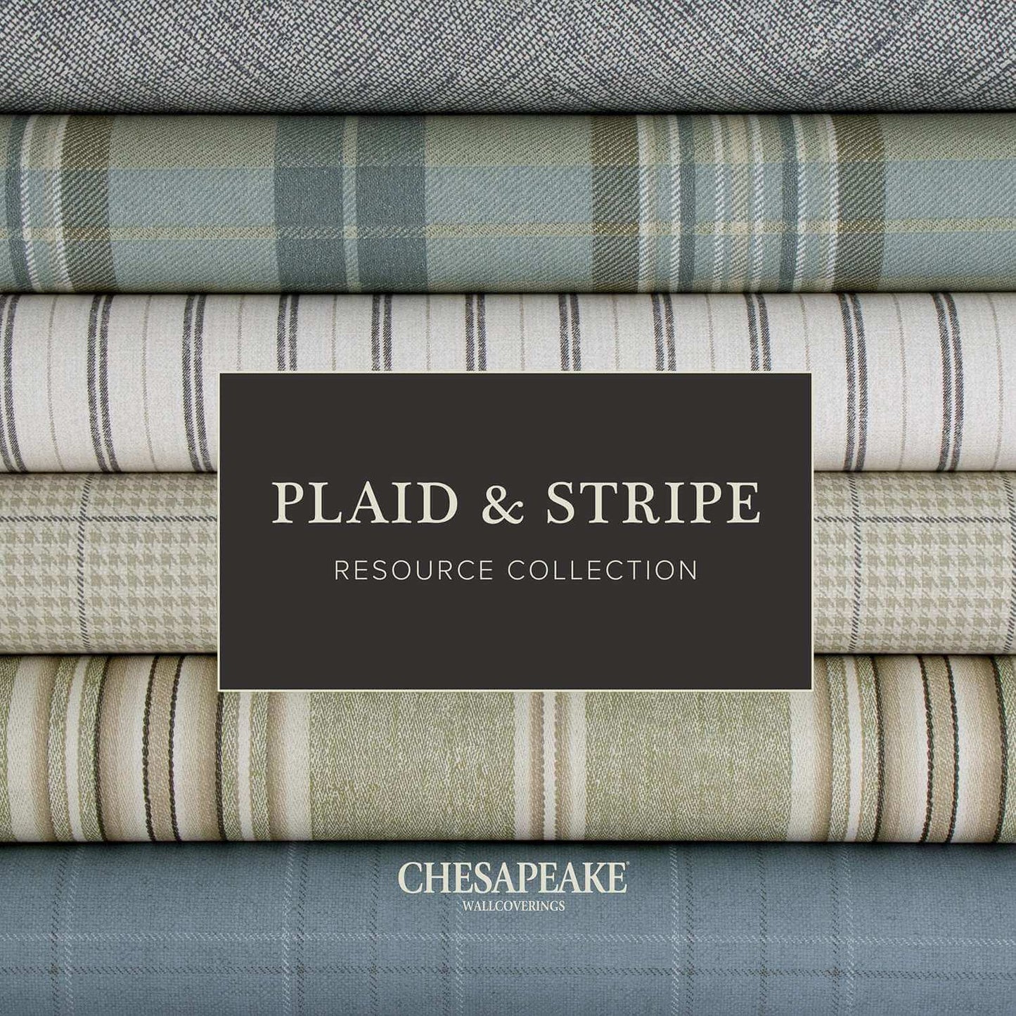 Chesapeake Plaid & Stripe Twain Wallpaper Sample - Dove