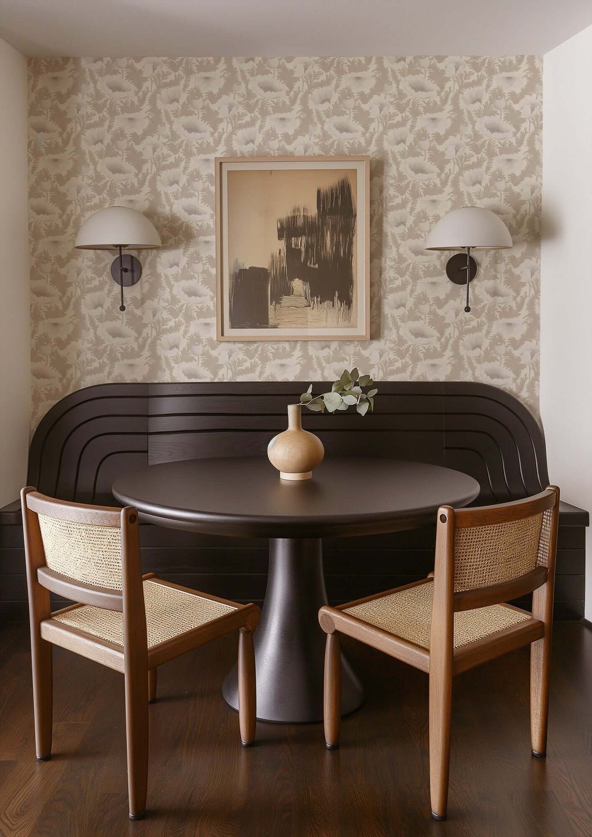 Mitchell Black Poppy Bloom Wallpaper - Desert Linen