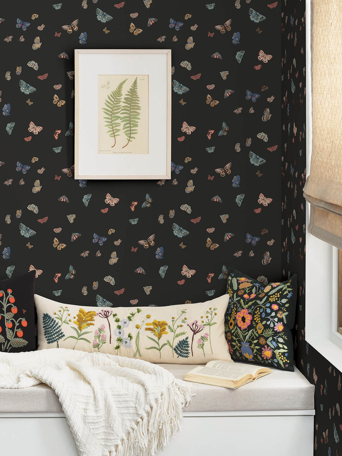 Rifle Paper Co. Butterfly House Wallpaper Sample - Black
