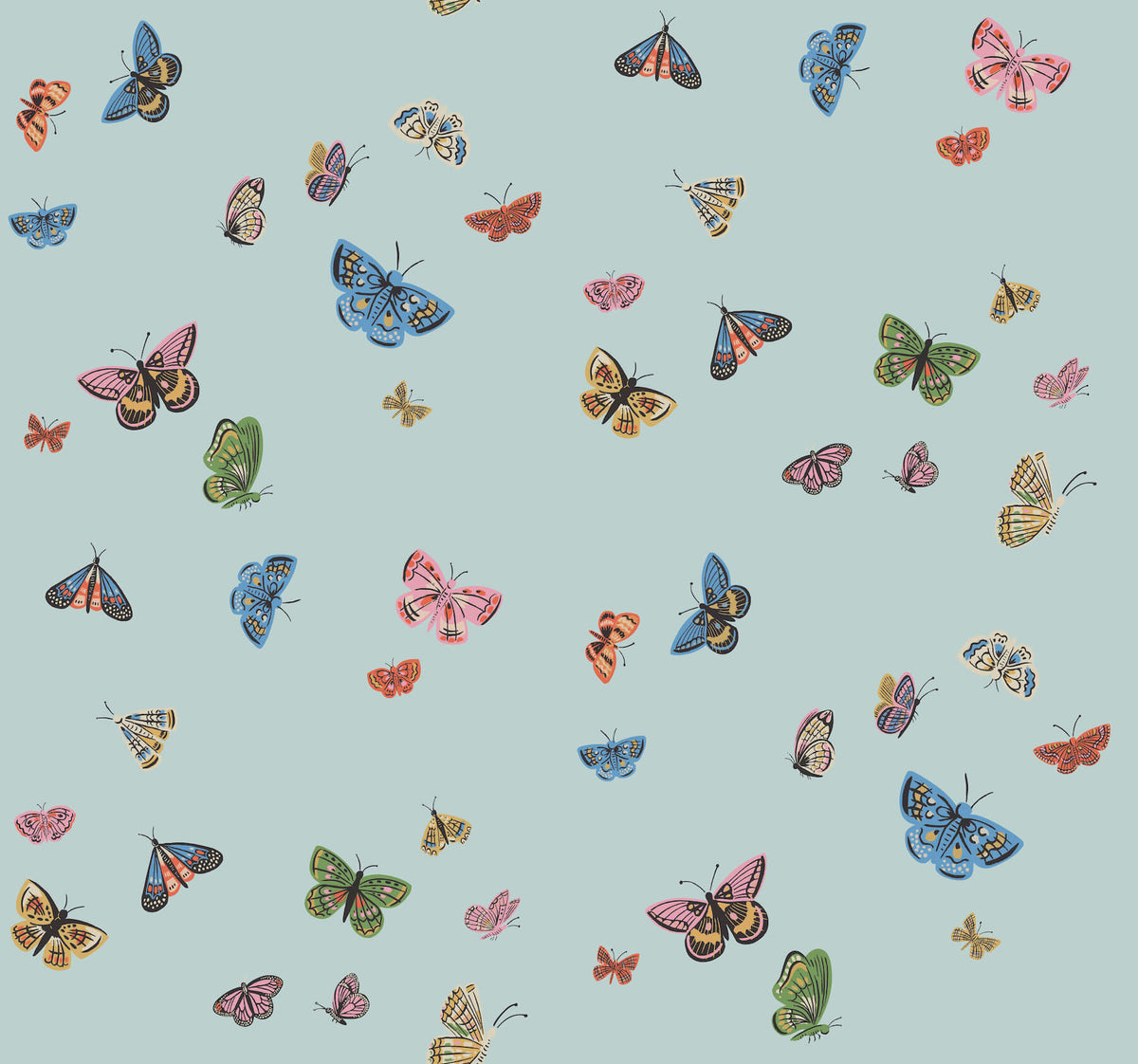 Rifle Paper Co. Butterfly House Wallpaper Sample - Light Blue