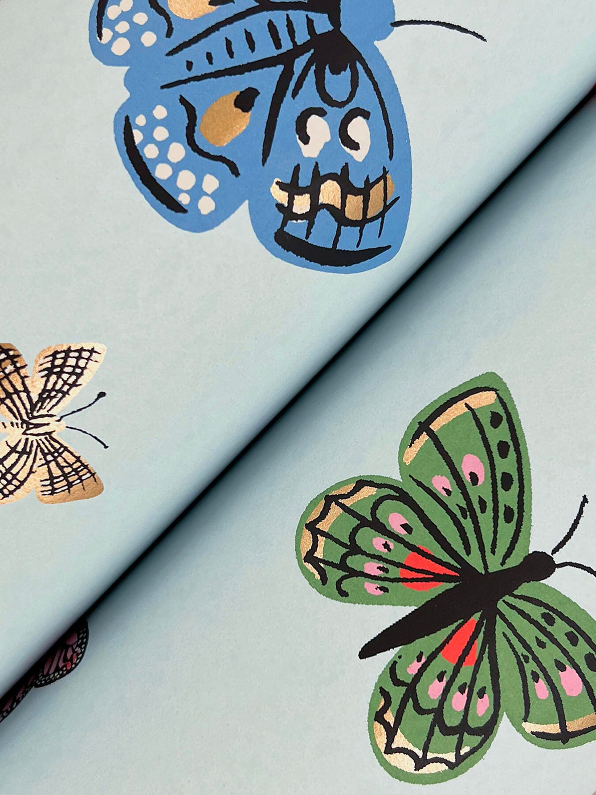 Rifle Paper Co. Butterfly House Wallpaper Sample - Light Blue