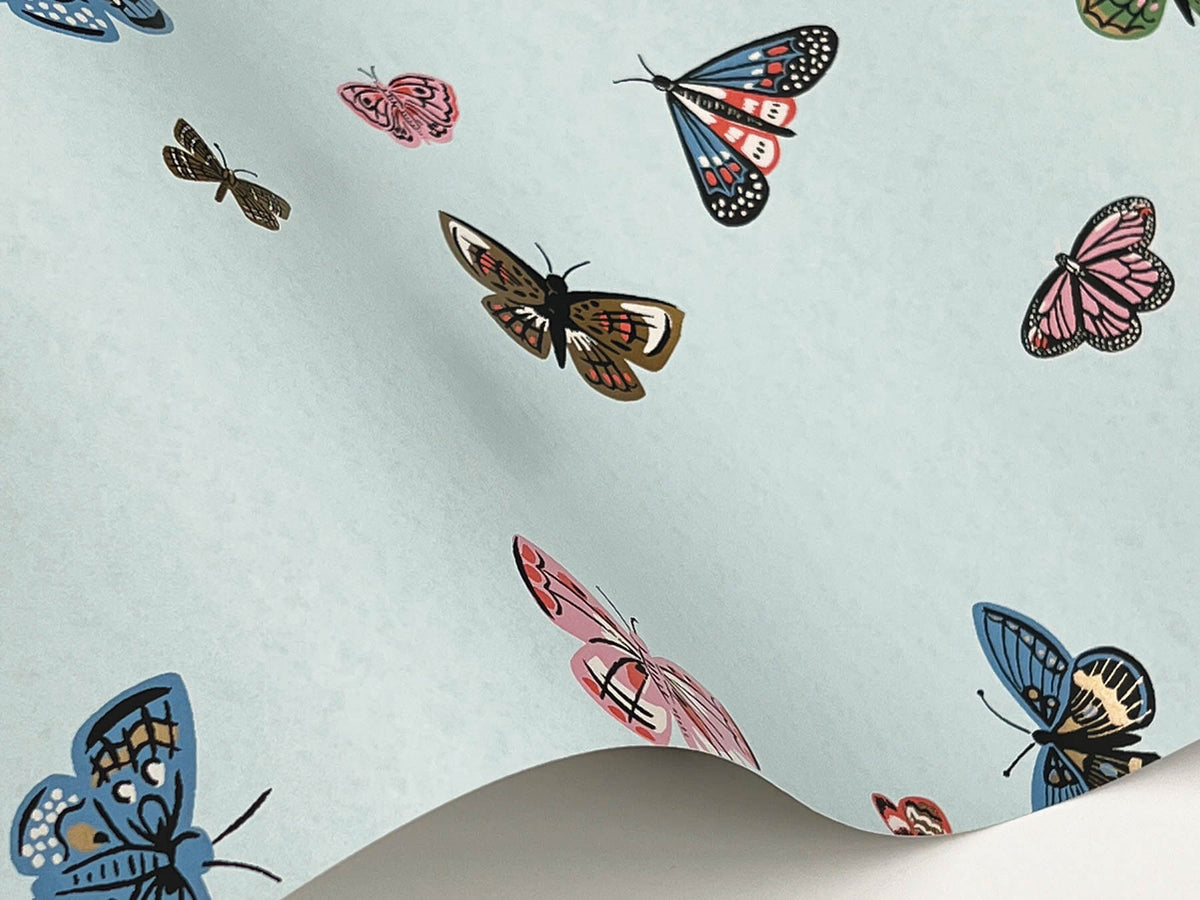 Rifle Paper Co. Butterfly House Wallpaper Sample - Light Blue